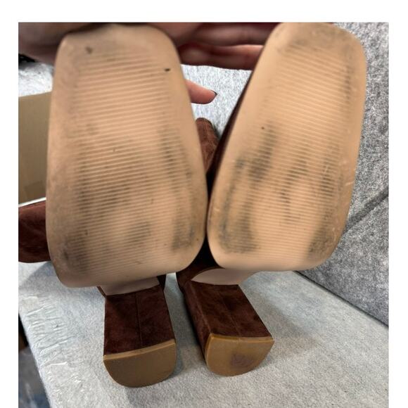 Steve Madden Chocolate Suede Heeled Boots - Picture 7 of 9